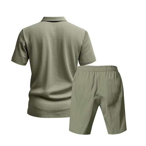 Men's 2-Piece Linen Short Set Beach Casual Outfits Lounge Vocation Sweatsuit - Picture 10 of 33