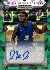 2019-20 Panini Prizm Draft Picks Auto Prizms Green Ice Justin Wright-Foreman/18