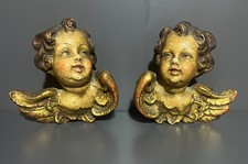 Engel, Putte, Engelskopf aus Holz für die Wand 2 Stück antik