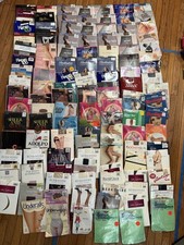 Lot of 115 Packages of Pantyhose and Stockings Various Styles Sizes Types NOS