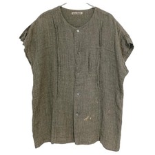 80s ISSEY MIYAKE Khaki Linen Shirt M Vintage Japan Designer F/S
