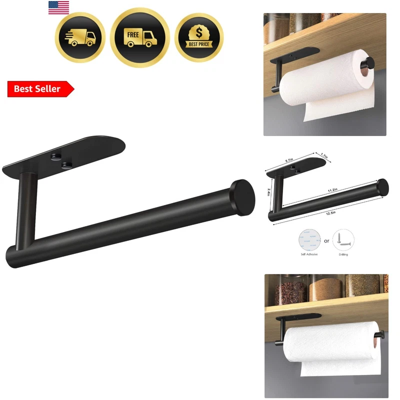 Adhesive Paper Towel Holder Under Cabinet Wall Mount for Kitchen Paper Towel