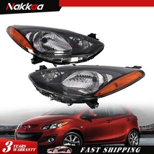 For 2011-2014 Mazda 2 Left Right Headlight Assembly 1 Pair Halogen Headlamp