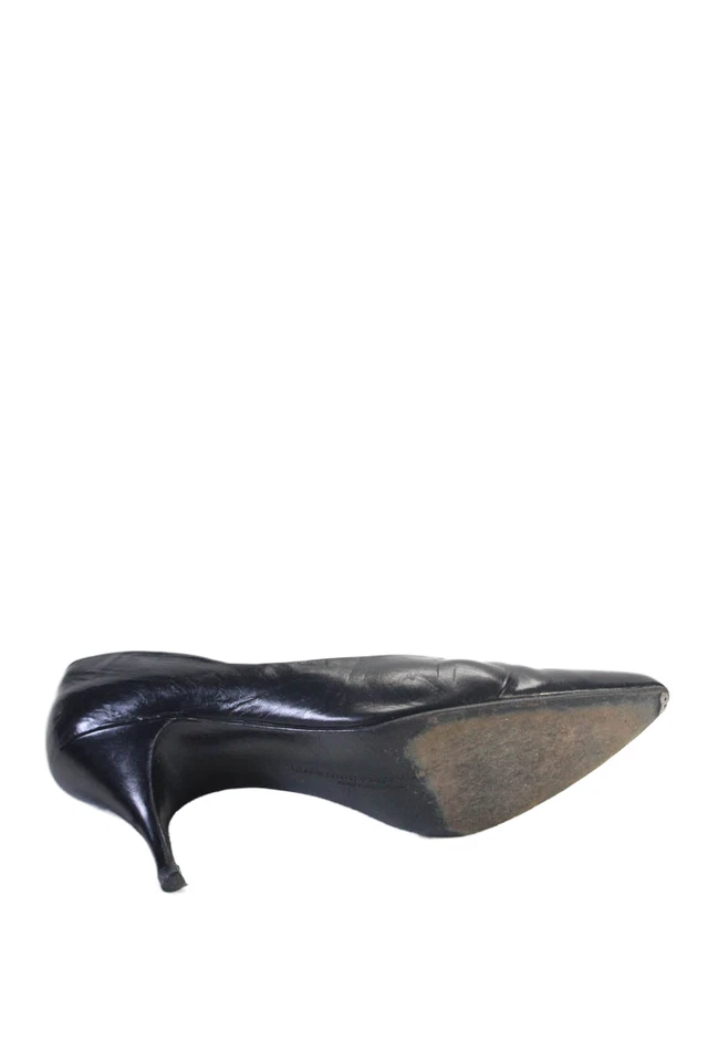 Zapatos de salón Susan Bennis Warren Edwards para mujer tacón cónico punta en punta cuero negro 8,5 Foto 4 de 4