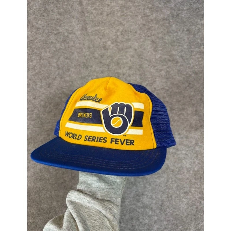 Vintage 80s Milwaukee Brewers World Series Fever MLB Trucker Hat Mesh Sportswear - Image 3 of 4