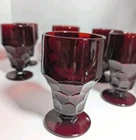 Set of 6 - Vtg. ANCHOR HOCKING Georgian Ruby Red 8 oz Footed Flat Tumblers