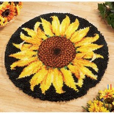 Latch Hook Rug Kit, Sunflower Pattern Printed Canvas DIY Rug Crochet Yarn Kit...