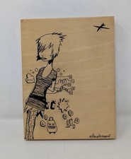 AARON KRATEN "Exploding Dress" (2007) original ink on wood