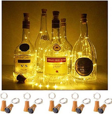 10 Pack Solar Powered Wine Bottle Lights, 10 LED Waterproof Copper Cork Shaped L