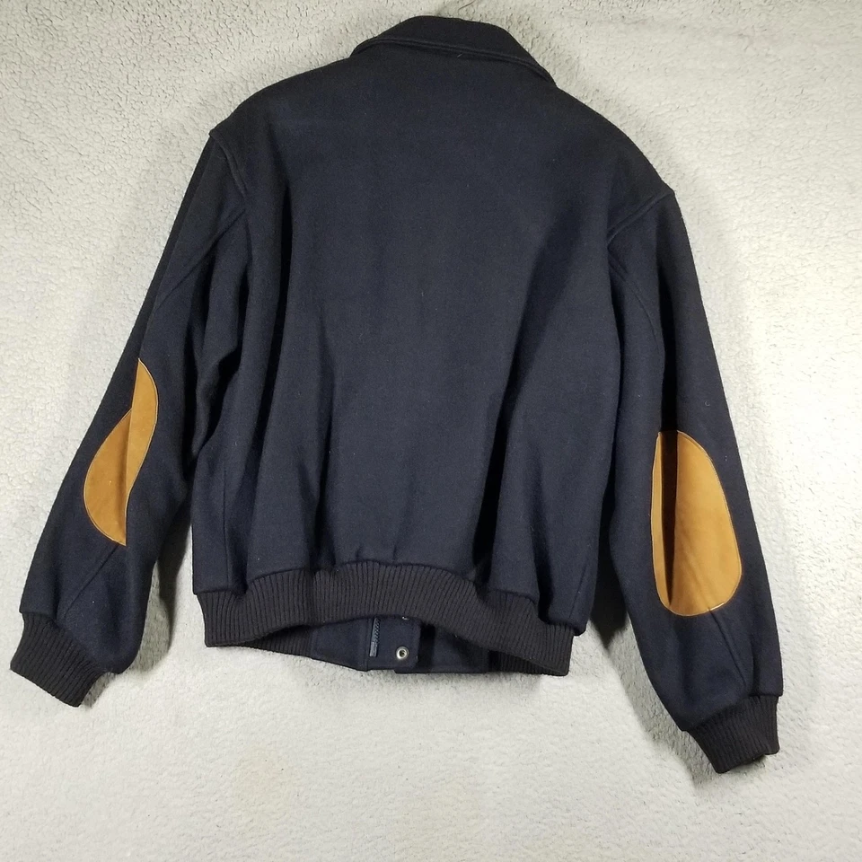 VINTAGE Eddie Bauer Jacket Mens M Black Wool Blend Bomber Made in Canada 90s - Image 3 of 4