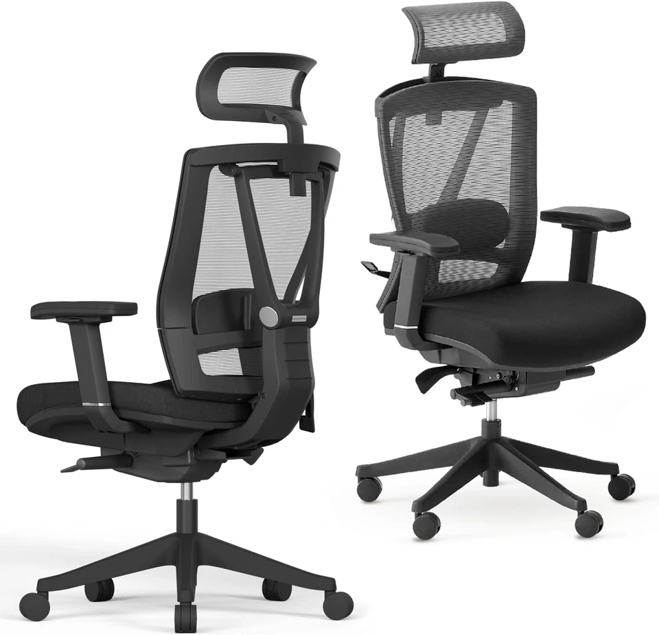 Ergochair Pro Ergonomic Office Chair Foam Black Adjustable Lumbar Support, Rolli