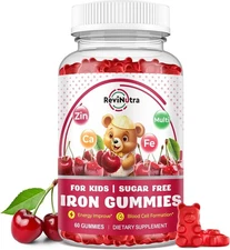 Iron Supplement Gummies for Kids - with Calcium, Zinc, Kids Multivitamin 60ct.