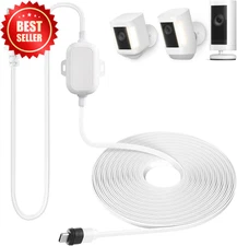 25Ft USB-C Power Cable for Ring Spotlight Cam Plus/Pro Battery White Outdoor