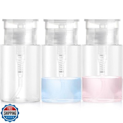 3 Pack Push Down Pump Dispenser, Empty Push Top Bottles Containers for Nail P