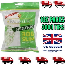 10x Palmer Menthol Slim Filters Tips Smoking Cigarette Rolling 3000 Filter Tips