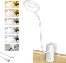 Clip on Reading Light for Bed Headboard, Rechargeable Battery Clamp on Bunk Bed