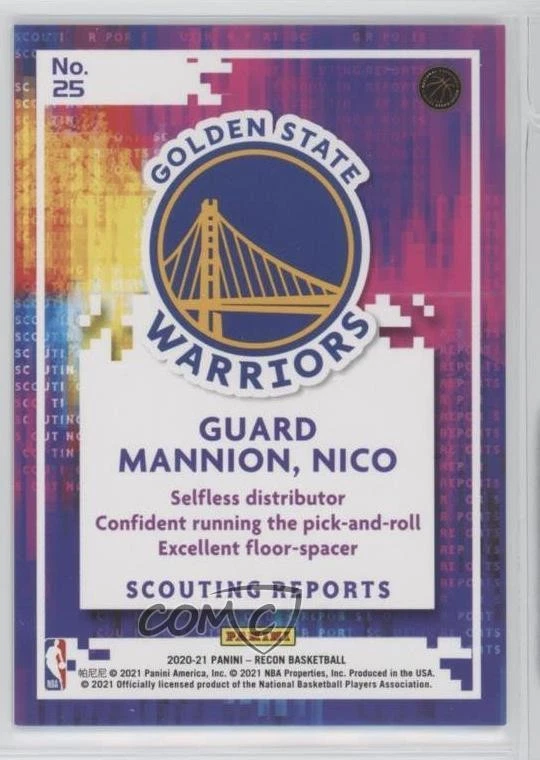 2020-21 Panini Recon Scouting Reports Nico Mannion #25 Rookie RC - Image 2 of 2