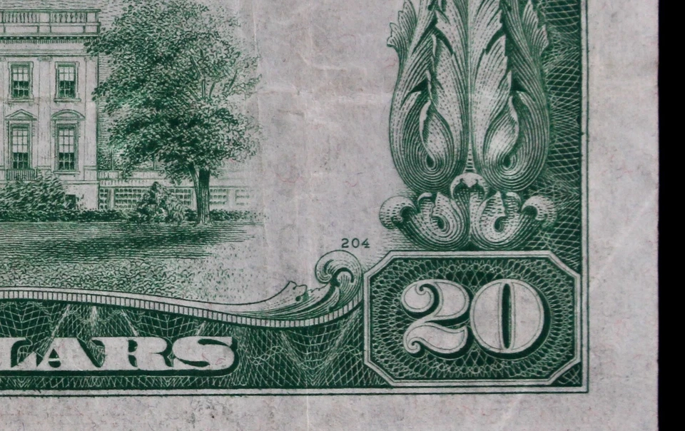 LATE FINISH BACK PLATE 204 $20 1934 FRN J19547406A plain series, Kansas City - Image 4 of 4