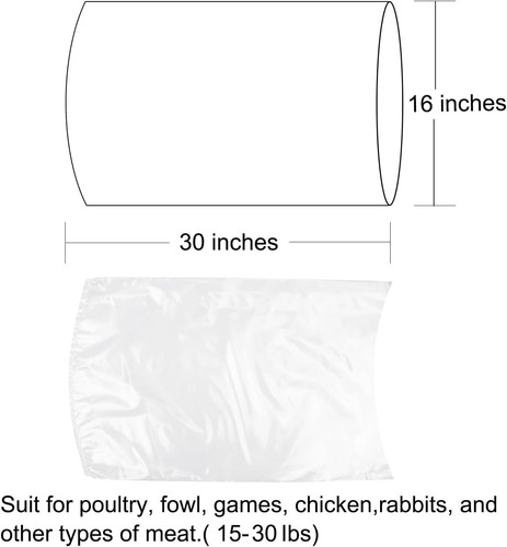 Large Turkey Shrink Bags,30 Pcs 16x30 Inches Clear Poultry Heat 30Pcs, clear  - Picture 2 of 7