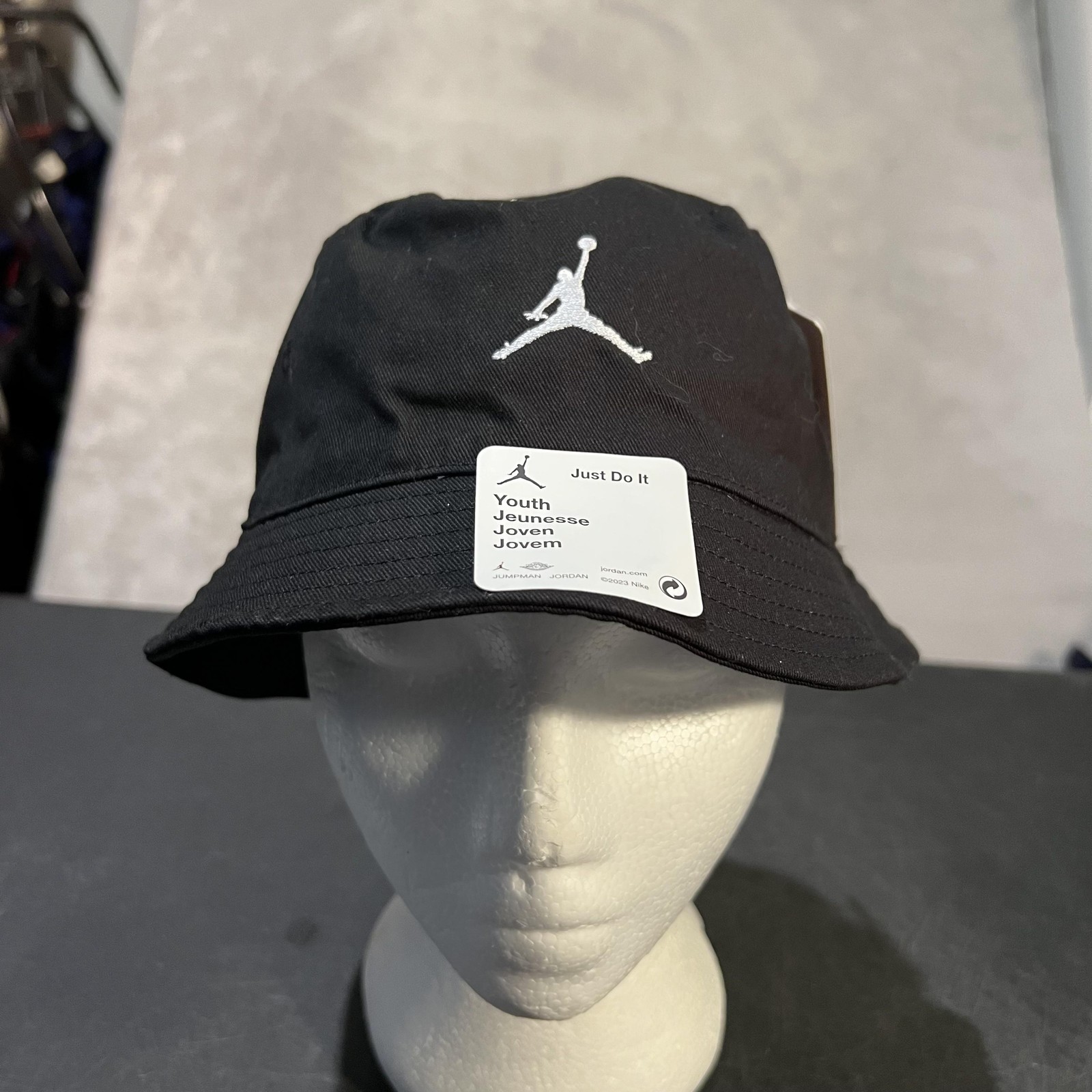Jordan Hat Bucket Youth One Size 8/20 Black Jumpman Logo Embroidered Sports Kids