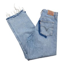 Levi's Ribcage Straight Ankle Jeans Womens 28 High Rise Denim Button Fly Blue