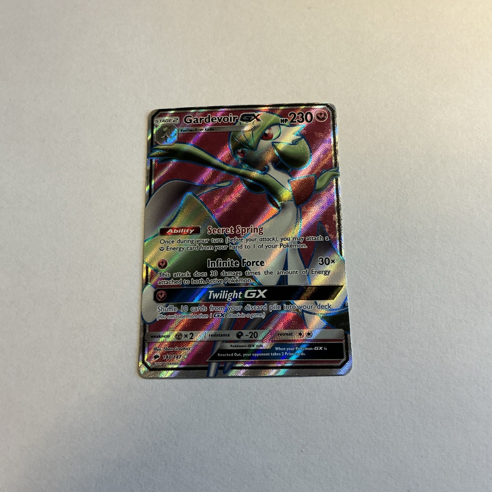 Pokemon Gardevoir GX 140/147 Full Art Holo Card Sm-Burning Shadows - NM/M