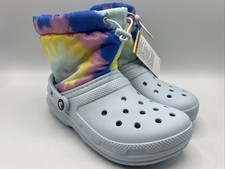Stivali Crocs classici foderati Neopuff donna taglia 8 blu tie dye nuovi con etichetta