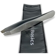 Expert Eyebrow Tweezers in Surgical Steel - Compact with Bonus Pouch for Travel