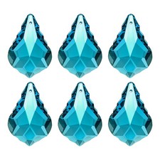 K9 Crystal Teardrop Beads, 6 Pack 38mm Chandelier Prisms Leaf Blue