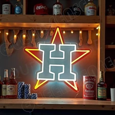 Houston Astros Logo LED Neon Sign With Dimmer USB Powered Adjustable Light
