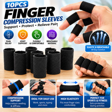 10pcs Finger Compression Sleeves Protector Support Pain Management Elastic Fiber
