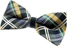 Elegant Classic Plaid Check Woven Microfiber Pre-tied Bow Tie 5" 