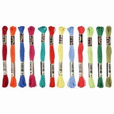 12 Skeins Embroidery Floss Polyester Threads for Embroidery, Neon Colors