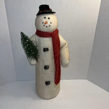 Vintage RAZ Imports 19” SNOWMAN Sparkly Figure Decor Christmas Primitive Snowman
