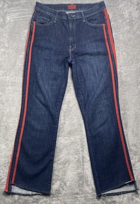 MOTHERS Denim Insider Crop Step Fray Jeans in Speed Racer Wash 28x24.5 USA Made