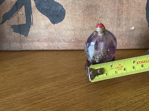 Chinese Qing Dynasty Amethyst Bottle complete with spoon intact and stand - Picture 6 of 9