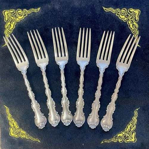 1897 Gorham Sterling Silver Dinner Forks – Set of 6 – 240g Total – Monogrammed