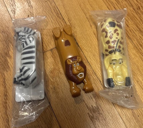 2008 Giraffe Lion Zebra Toy General Mills Cereal Sliders Madagascar 2 Lot