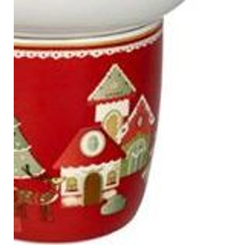 Mug con Ciotola Natale BRANDANI Villaggio in Festa Rosso Porcellana Colazione, fotografia 7 di 9