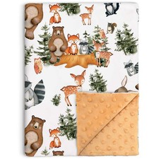 Woodland Baby Blankets for Unisex Boys Girls, Soft Nursery Minky Blankets wit...