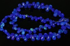 Natural Blue Ethiopian Opal Smooth Teardrop Pear Beads 4-12mm Gemstone Strand