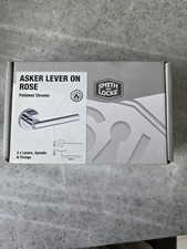 Smith & Locke Asker Fire Rated Lever on Rose Door Handles Pair Polished Chrome