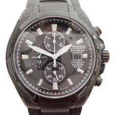 CITIZEN Wristwatch Watch Chronograph Eco Drive Solar Titanium Date Black Dial CA