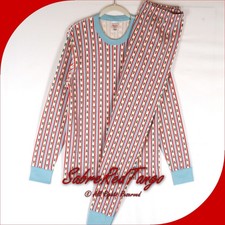 NWT HANNA ANDERSSON ORGANIC LONG JOHNS PAJAMAS TREE RIBBONS PRINT M