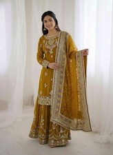 Designer Pakistani Bollywood Salwar Kameez Indian Wedding Wear Top Sharara Suit