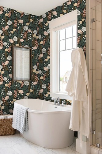 Peel and Stick Wallpaper Floral Removable Stick on Contact Paper for Bathroom... - 第 5/9 張圖片