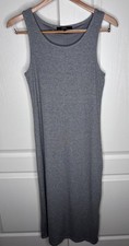 Quince Gray Ribbed Sleeveless Lined Midi Tank Dress Size L