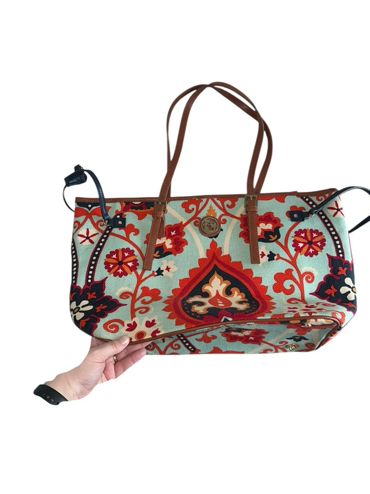 Bolso de Mano Spartina 449 Waving Girl Jetsetter Multicolor Lona Cuero Marrón  Foto 3 de 4