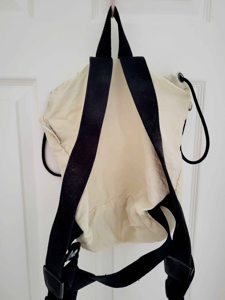 Kipling Cream Drawstring Backpack Purse Small 11”… - image 5