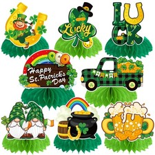St. Patrick's Day Table Decorations Honeycomb Centerpiece, 8pcs Shamrock Lepr...